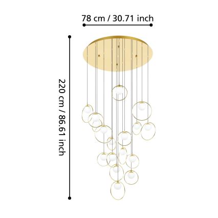 Eglo - Candeeiro suspenso LED com regulação 17xLED/3W/230V 3000K diâmetro 78 cm dourado