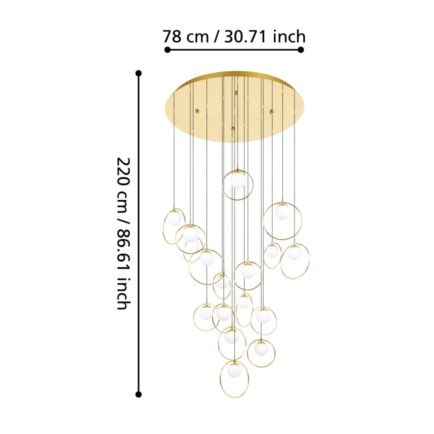 Eglo - Candeeiro suspenso LED com regulação 17xLED/3W/230V 3000K diâmetro 78 cm dourado