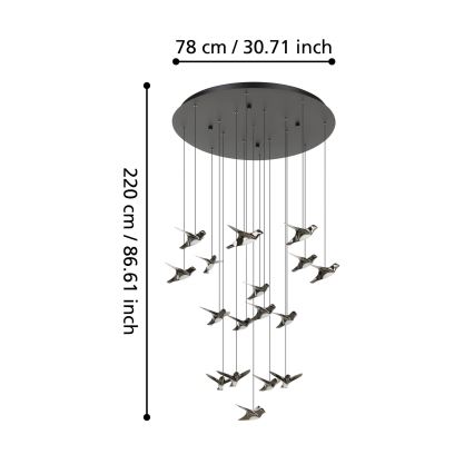 Eglo - Candeeiro suspenso LED com regulação 17xLED/3W/230V 3000K preto