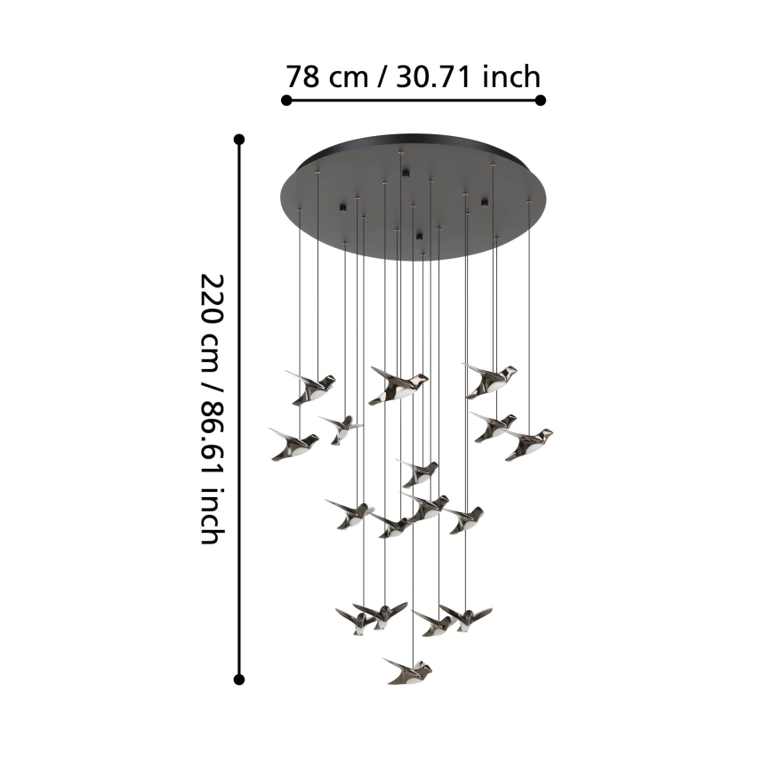 Eglo - Candeeiro suspenso LED com regulação 17xLED/3W/230V 3000K preto