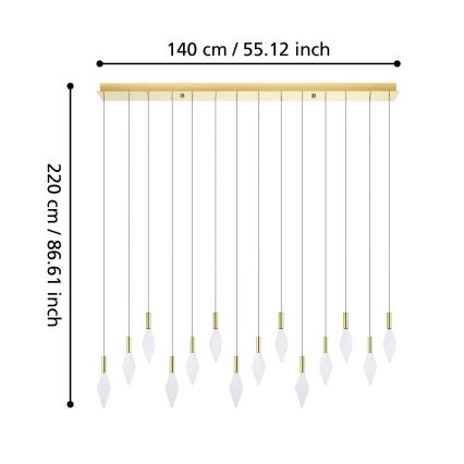 Eglo - Candeeiro suspenso LED com regulação 14xLED/3,3W/230V 3000K dourado