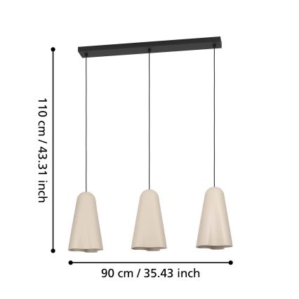 Eglo - Candeeiro suspenso 3xE27/40W/230V bege