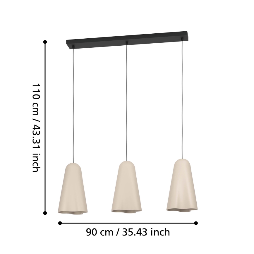 Eglo - Candeeiro suspenso 3xE27/40W/230V bege