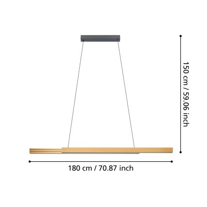 Eglo - Candeeiro suspenso LED com regulação LED/21W/230V 3000K castanho