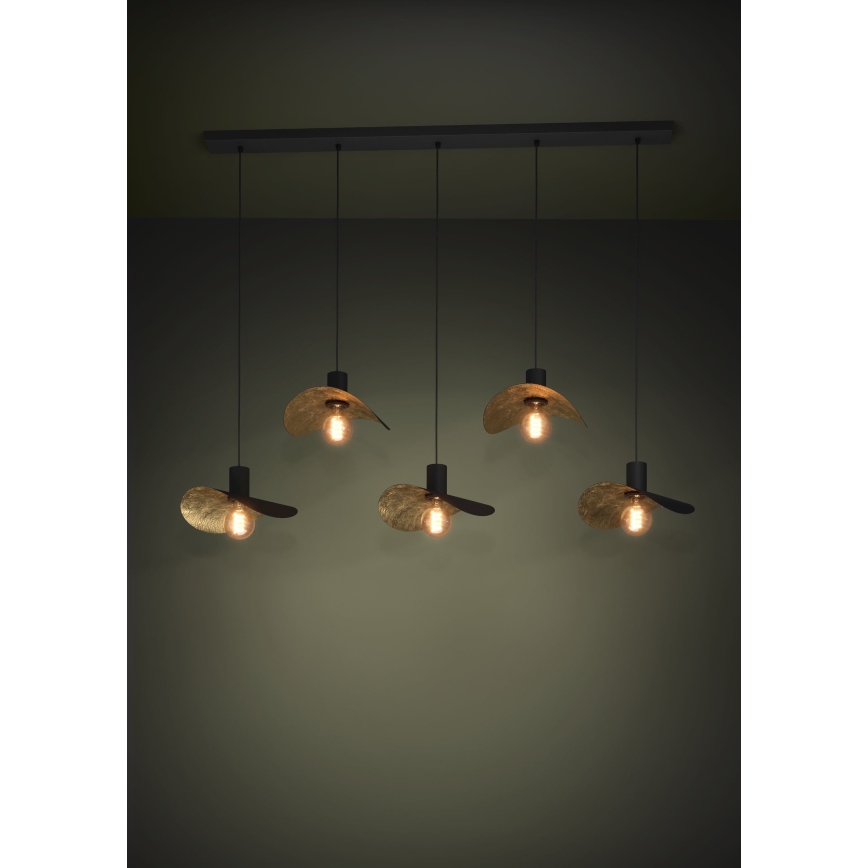 Eglo - Candeeiro suspenso 5xE27/40W/230V preto/dourado