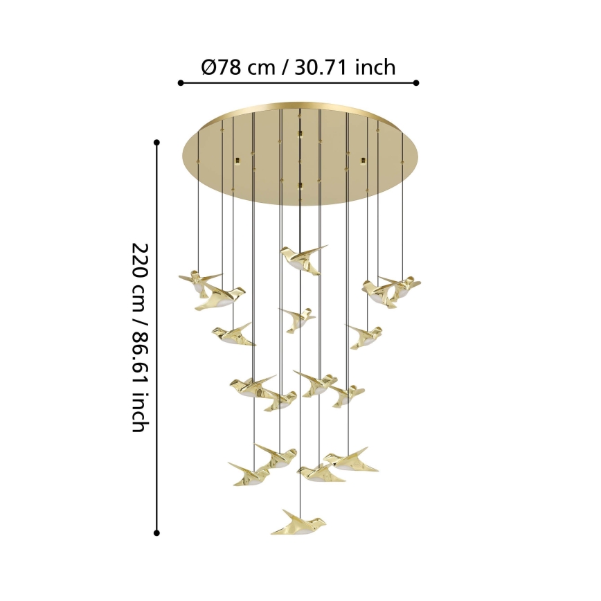 Eglo - Candeeiro suspenso LED com regulação 17xLED/3W/230V 3000K dourado