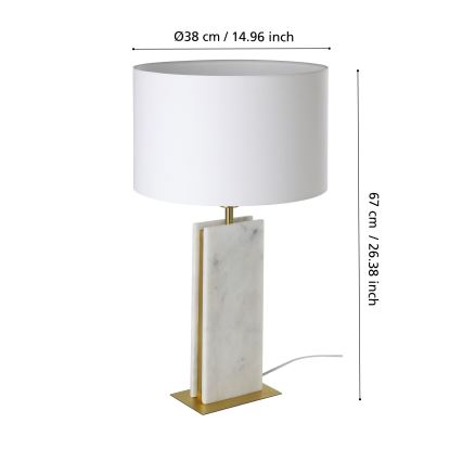 Eglo - Candeeiro de mesa 1xE27/40W/230V branco