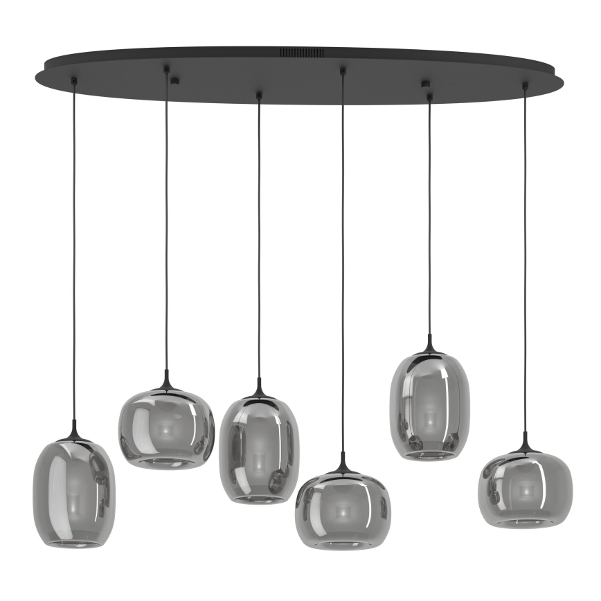 Eglo - Candeeiro suspenso LED com regulação 6xLED/3,7W/230V 2700-6500K fumado + comando