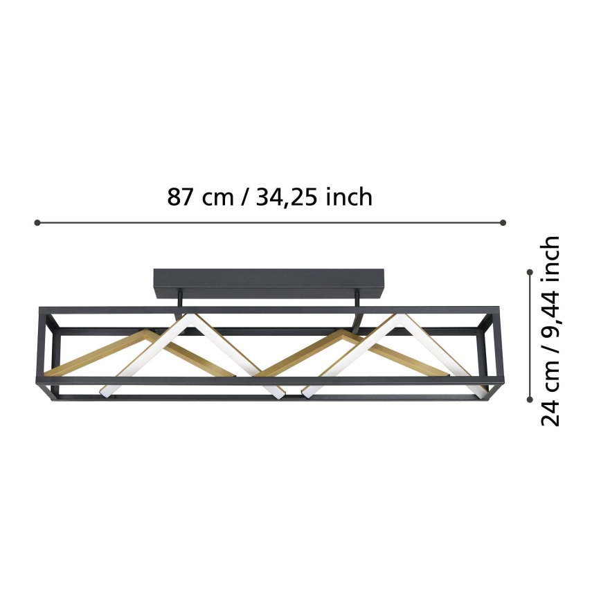 Eglo - Candeeiro integrado LED com regulação LED/45W/230V 2700-6500K preto/dourado + comando