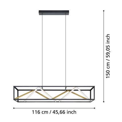 Eglo - Candeeiro suspenso LED com regulação LED/46W/230V 2700-6500K preto/dourado + comando