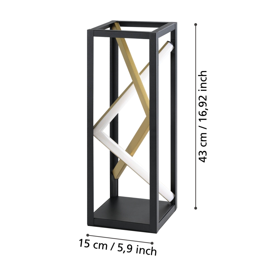 Eglo - Candeeiro de mesa LED com regulação LED/21W/230V 2700-6500K preto/dourado + comando