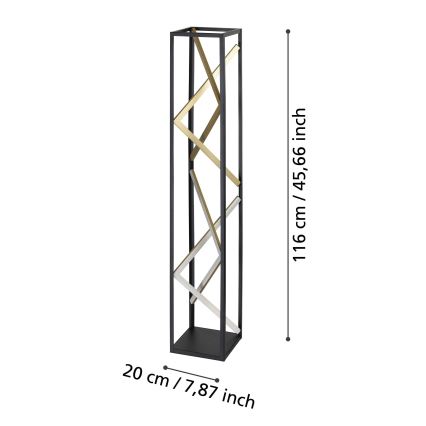 Eglo - Candeeiro de chão LED com regulação LED/23W/230V 2700-6500K preto/dourado + comando