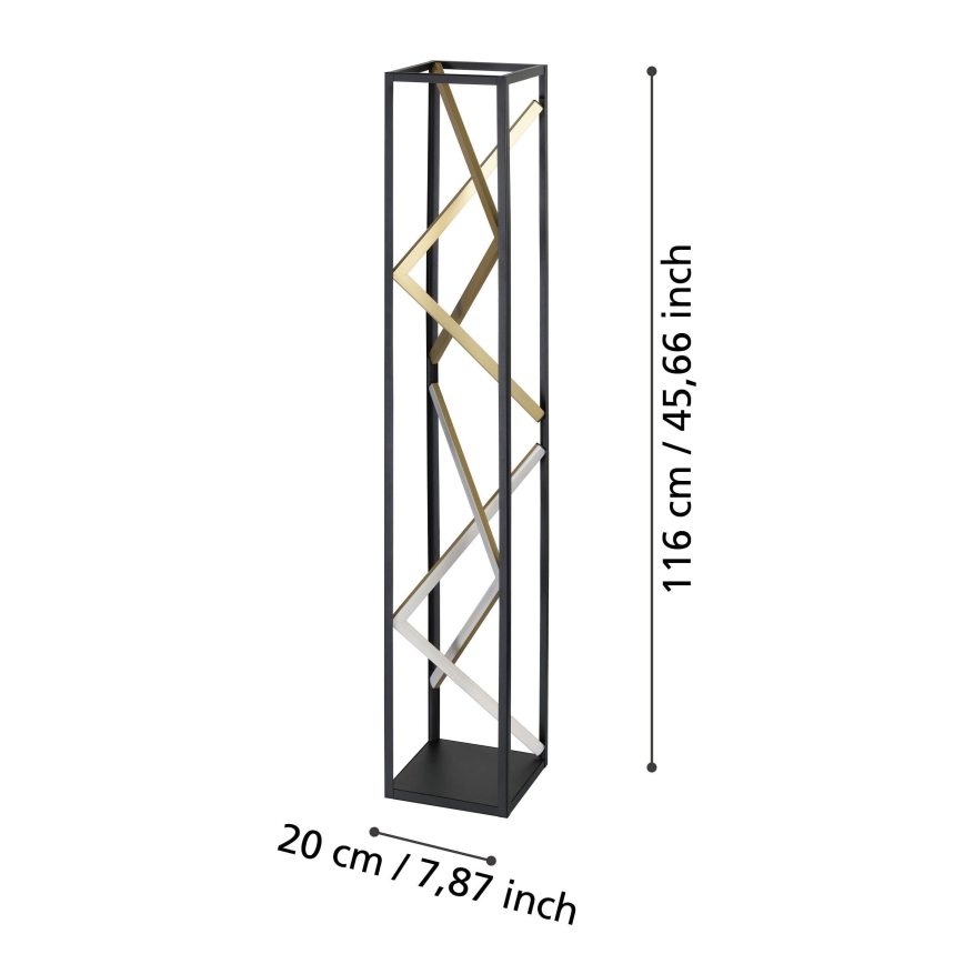 Eglo - Candeeiro de chão LED com regulação LED/23W/230V 2700-6500K preto/dourado + comando