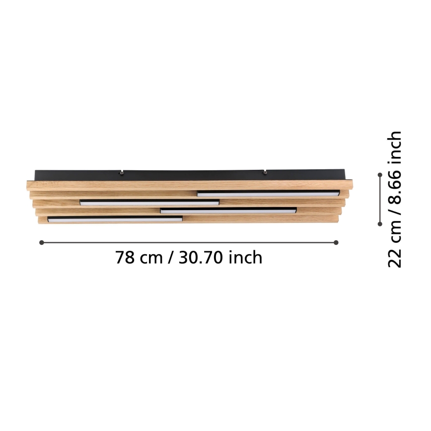 Eglo - Iluminação de teto LED com regulação 4xLED/9W/230V 3000K 22x78 cm castanho