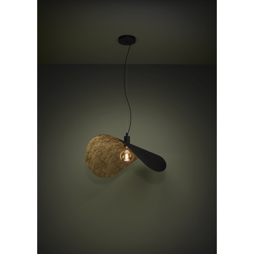 Eglo - Candeeiro suspenso 1xE27/40W/230V 80 cm preto/dourado
