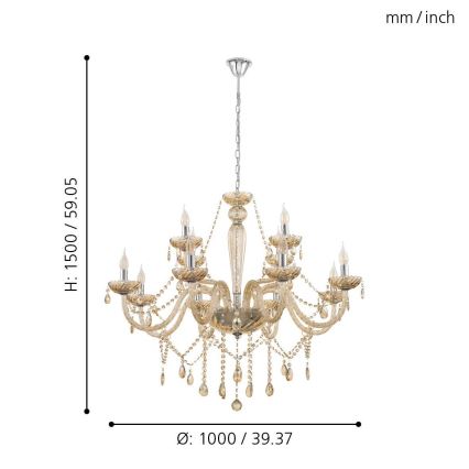 Eglo 39094 - Candelabro BASILANO 12xE14/40W/230V
