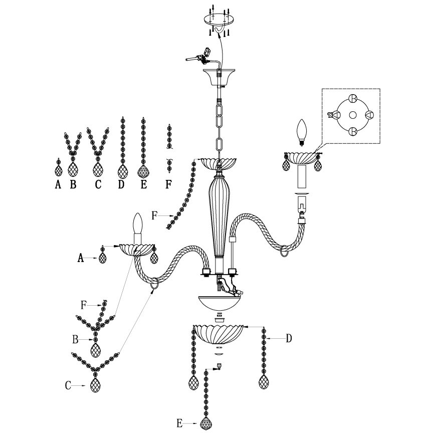 Eglo - Candelabro 8xE14/40W/230V