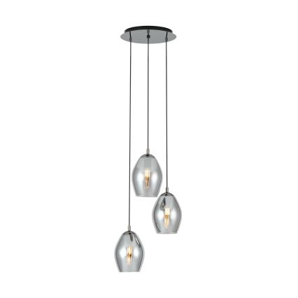 Eglo - Candeeiro suspenso 3xE27/60W/230V fumado