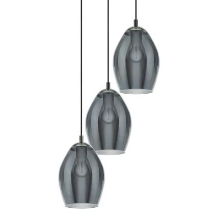 Eglo - Candeeiro suspenso 3xE27/60W/230V fumado