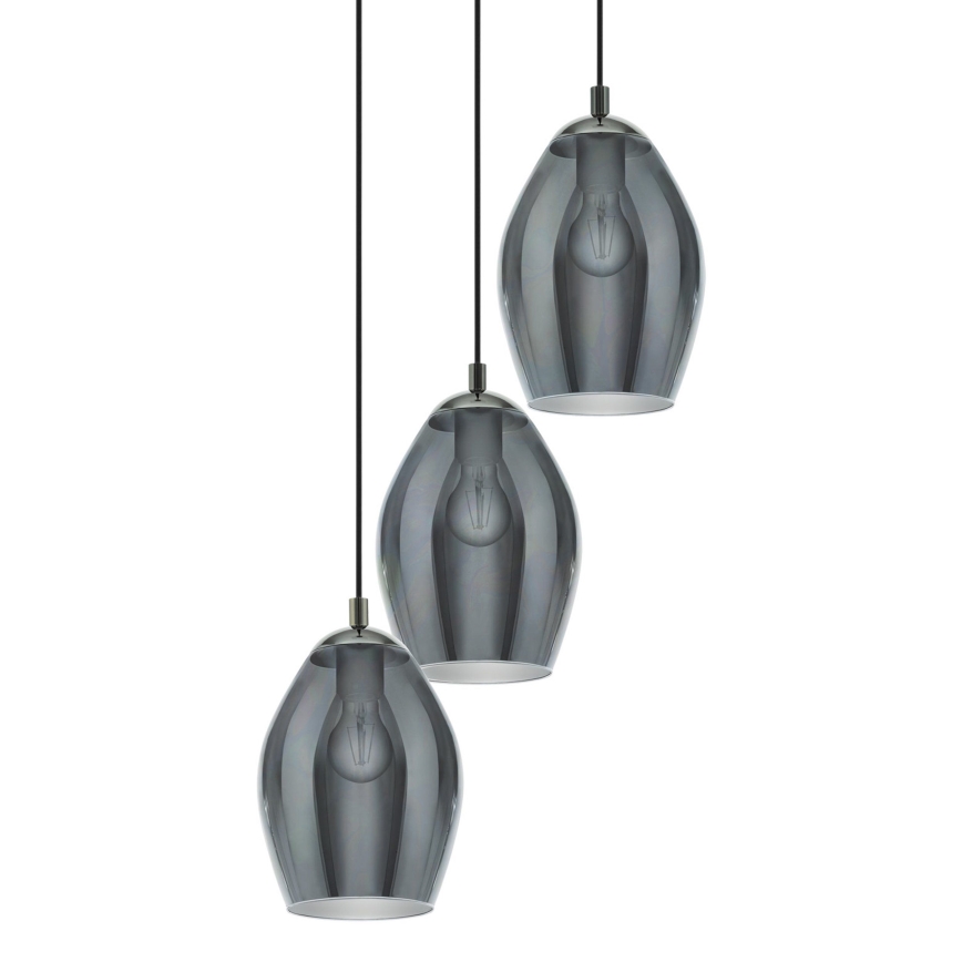 Eglo - Candeeiro suspenso 3xE27/60W/230V fumado