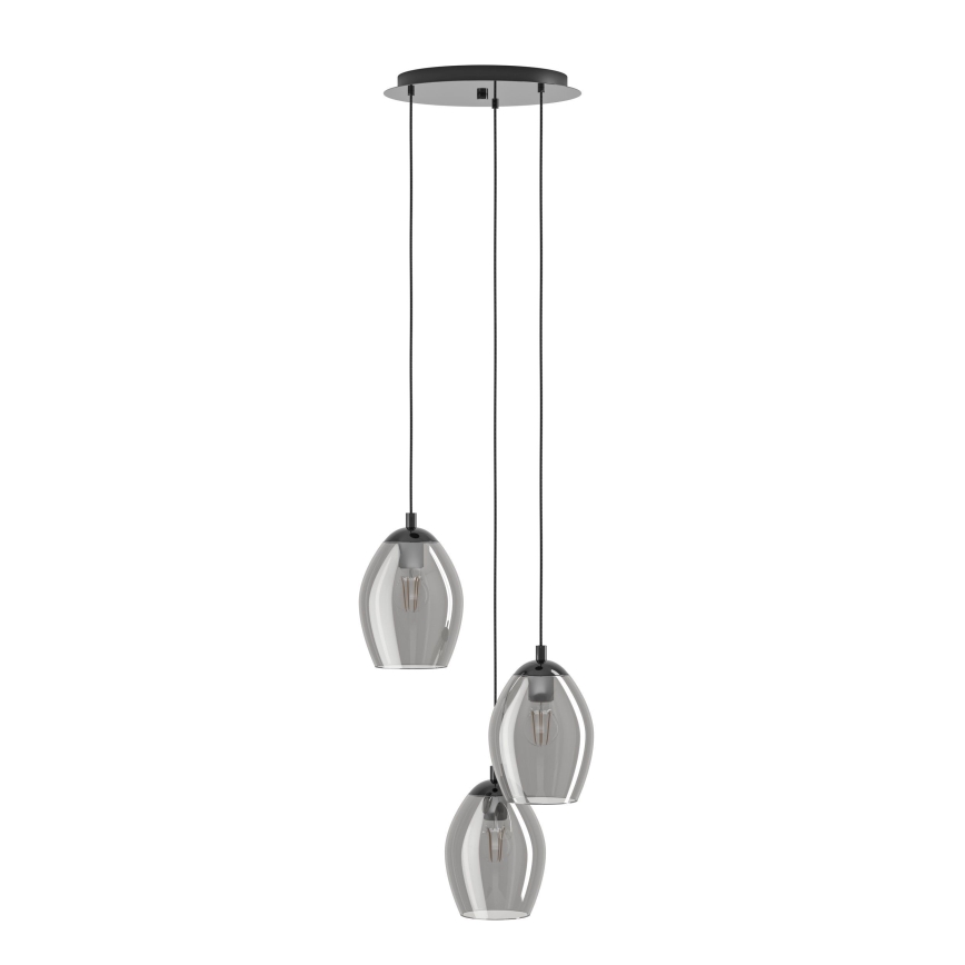 Eglo - Candeeiro suspenso 3xE27/60W/230V fumado