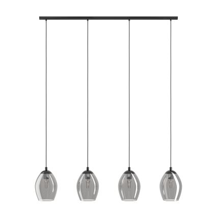 Eglo - Candeeiro suspenso 4xE27/60W/230V fumado