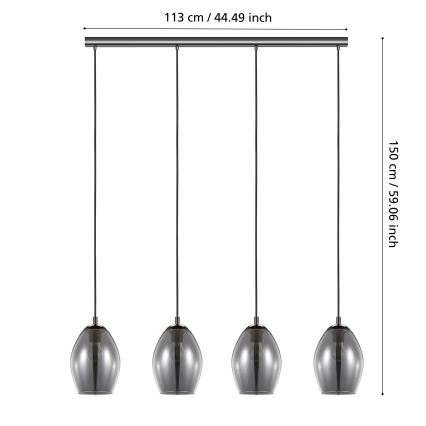 Eglo - Candeeiro suspenso 4xE27/60W/230V fumado