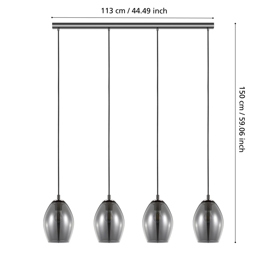 Eglo - Candeeiro suspenso 4xE27/60W/230V fumado