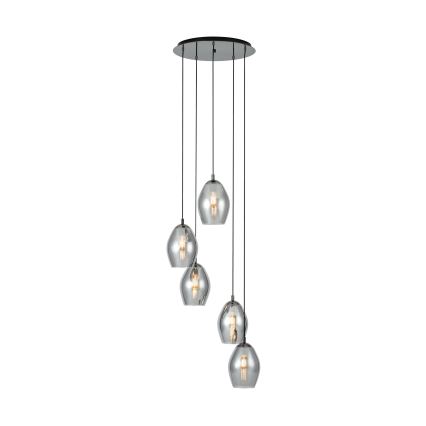 Eglo - Candeeiro suspenso 5xE27/60W/230V fumado