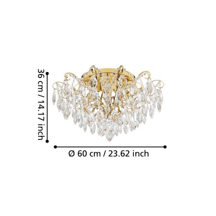 Eglo - Candelabro montado à superfície 6xE14/25W/230V dourado