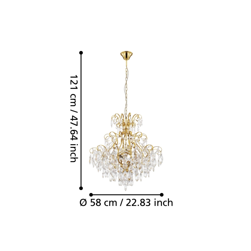 Eglo - Candelabro suspenso 5xE14/25W/230V dourado