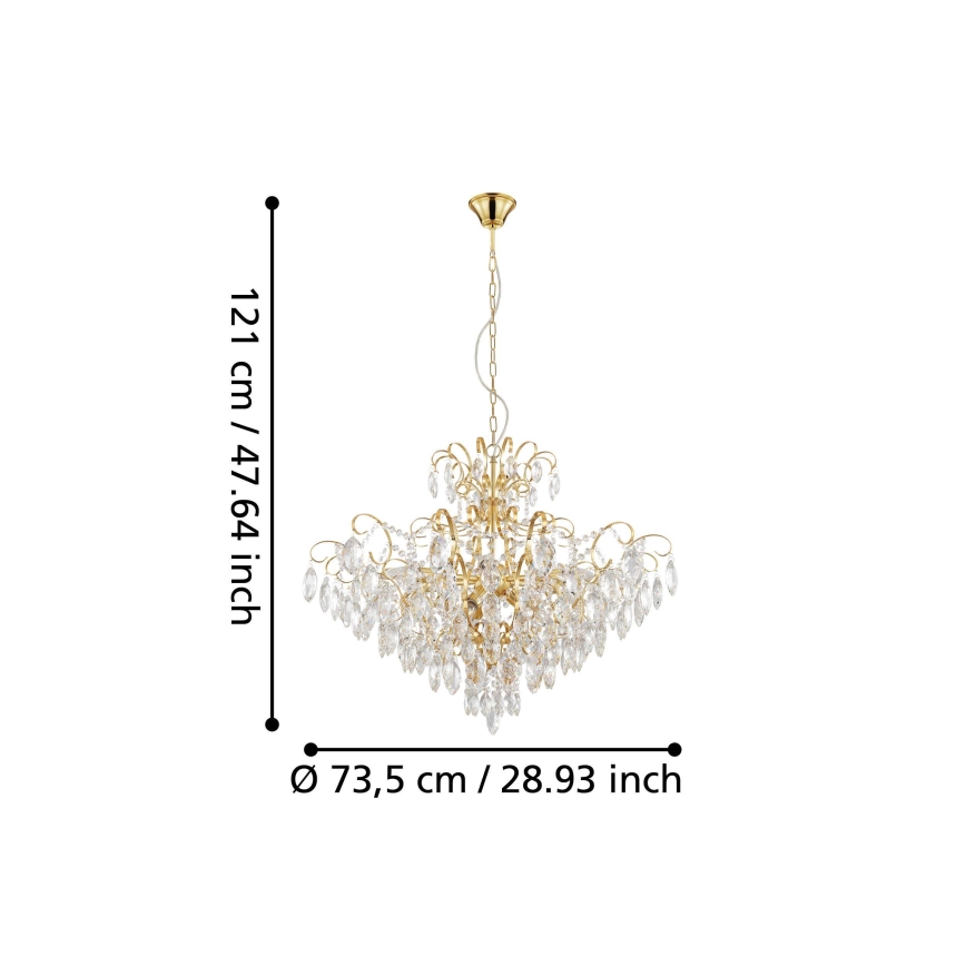 Eglo - Candelabro suspenso 9xE14/25W/230V dourado