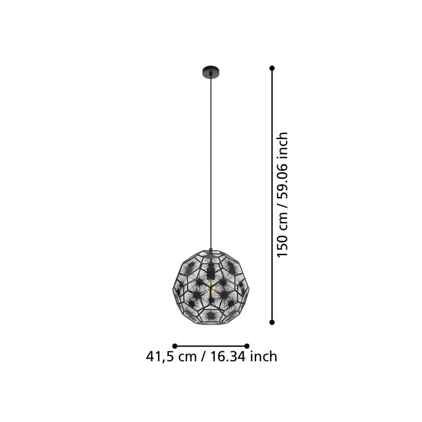 Eglo - Candeeiro suspenso 1xE27/60W/230V diâmetro 41 cm preto