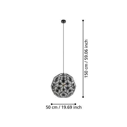 Eglo 39619 - Candeeiro suspenso 1xE27/60W/230V diâmetro 50 cm preto