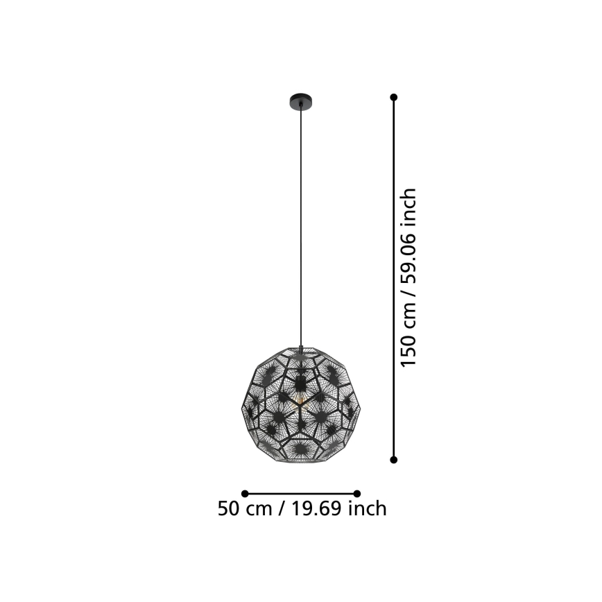 Eglo 39619 - Candeeiro suspenso 1xE27/60W/230V diâmetro 50 cm preto
