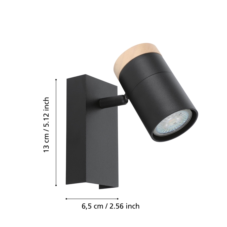 Eglo - Foco de parede LED 1xGU10/4,5W/230V 3000K preto/castanho