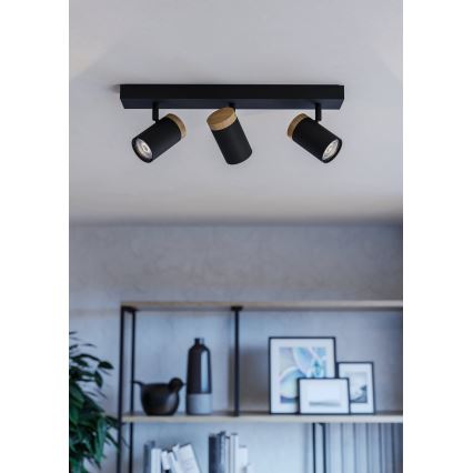 Eglo - Foco LED 3xGU10/4,5W/230V 3000K preto/castanho