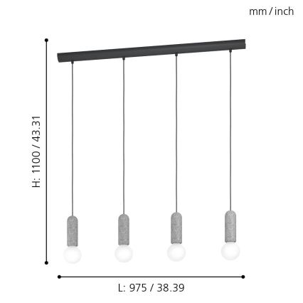 Eglo - Candelabro num fio 4xE27/40W/230V