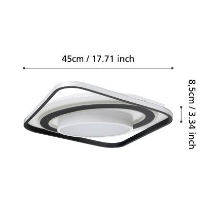 Eglo - Iluminação de teto LED com regulação LED/21,5W/230V + LED/10,5W + LED/3W 3000-6500K preto + comando