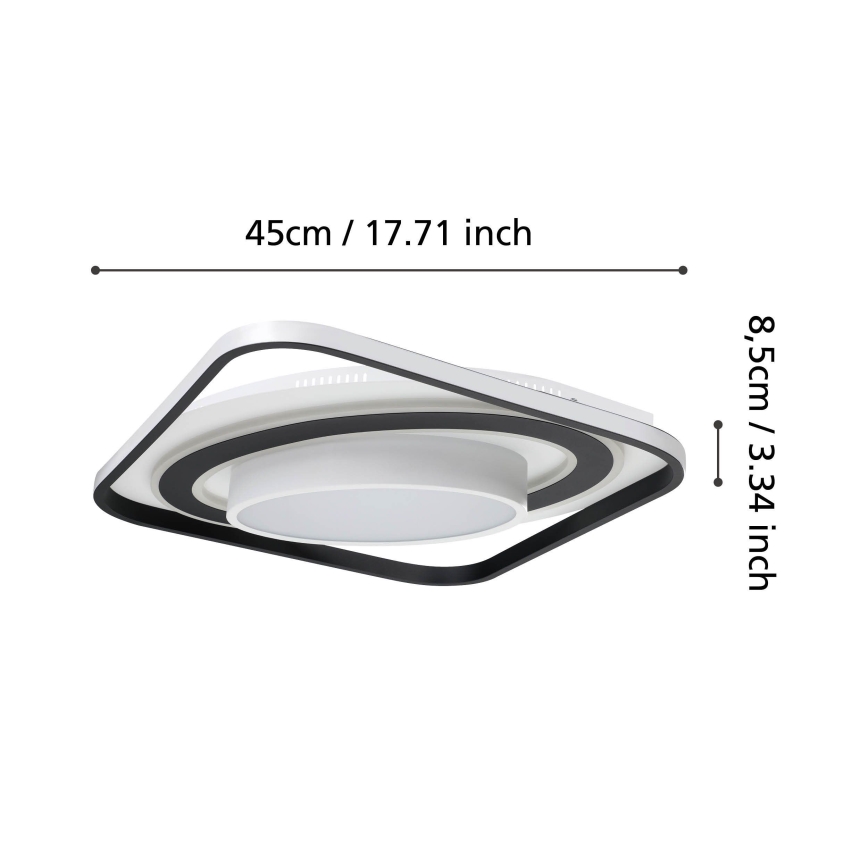 Eglo - Iluminação de teto LED com regulação LED/21,5W/230V + LED/10,5W + LED/3W 3000-6500K preto + comando