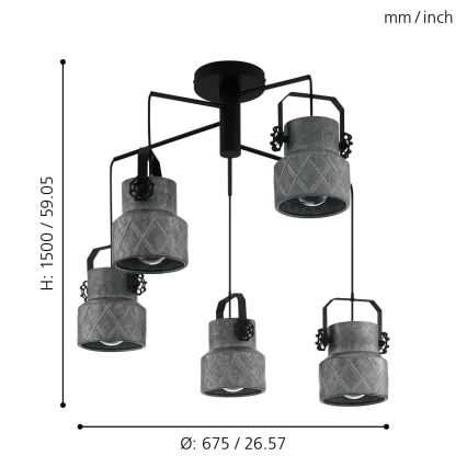 Eglo - Candelabro integrado 5xE27/40W/230V