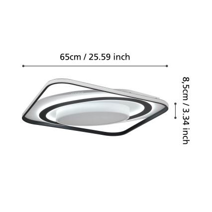 Eglo - Iluminação de teto LED com regulação LED/28W/230V+LED/13W+ LED/2,8W 3000-6500K preto + comando