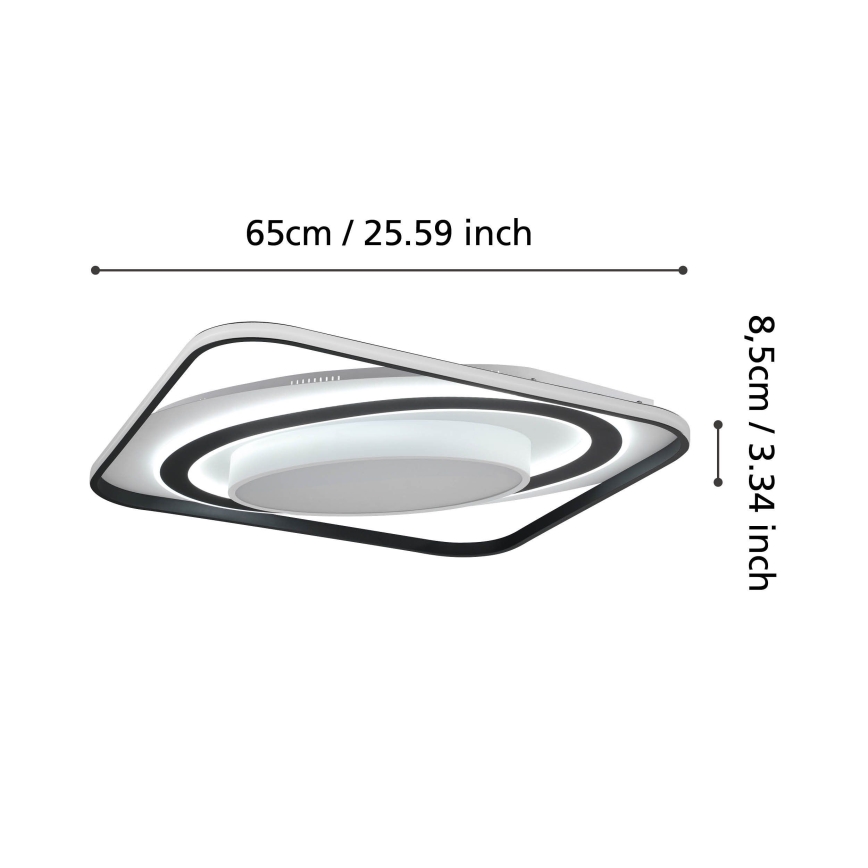 Eglo - Iluminação de teto LED com regulação LED/28W/230V+LED/13W+ LED/2,8W 3000-6500K preto + comando