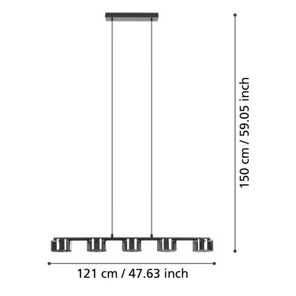 Eglo - Candelabro suspenso LED com regulação 5xLED/5,4W/230V
