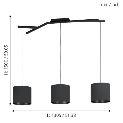 Eglo - Candelabro suspenso 3xE27/40W/230V