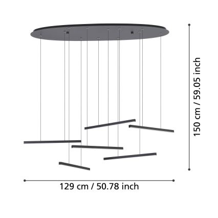 Eglo - Candeeiro suspenso LED com regulação 6xLED/8,4W/230V 3000K preto