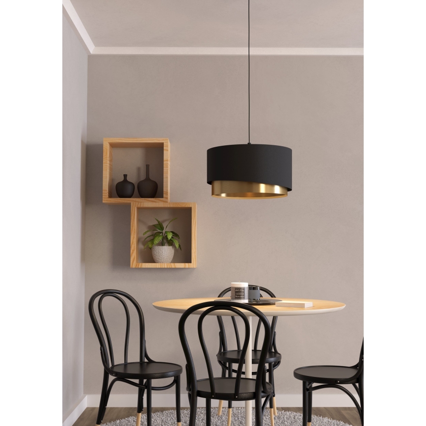 Eglo - Candeeiro suspenso 1xE27/40W/230V preto/dourado