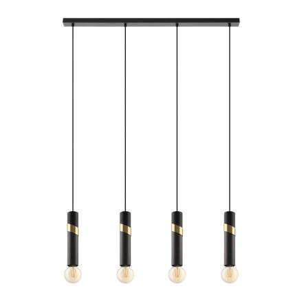 Eglo - Candeeiro suspenso 4xE27/40W/230V preto/dourado