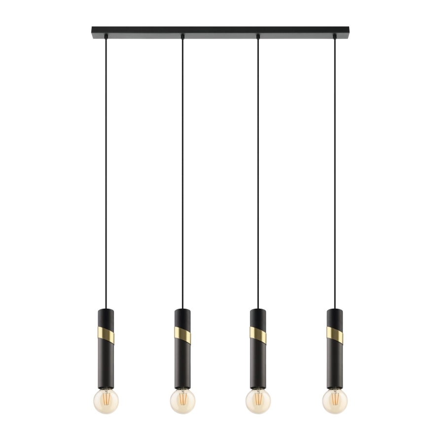 Eglo - Candeeiro suspenso 4xE27/40W/230V preto/dourado