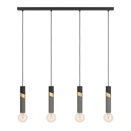 Eglo - Candeeiro suspenso 4xE27/40W/230V preto/dourado